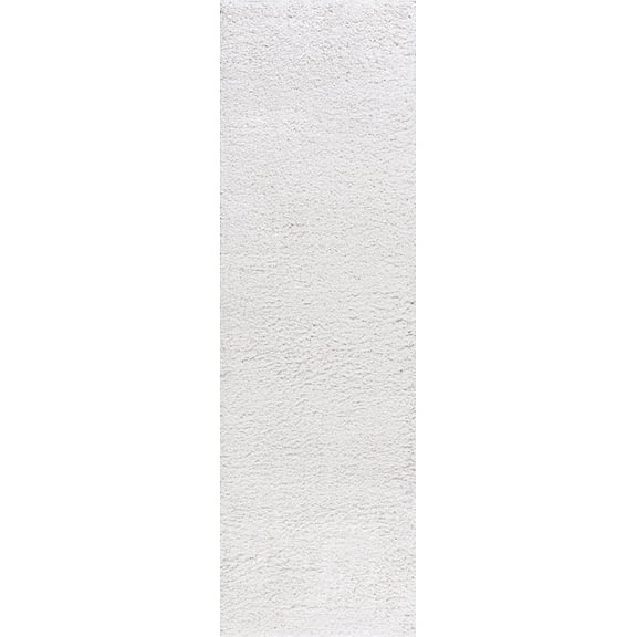 Tayse Soho Shag Shag Area Rug SOH1300 Transitional White Plush Stark 2' 2" x 7' 3" Rectangle