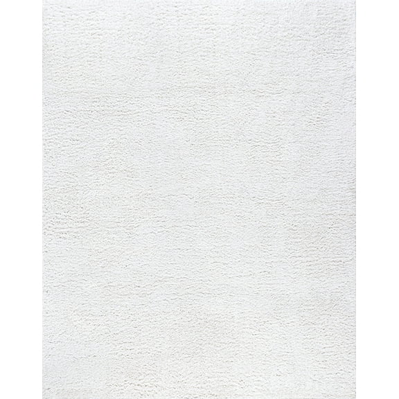 Tayse Soho Shag Shag Area Rug SOH1300 Transitional White Plush Stark 5' 3" x 7' 3" Rectangle