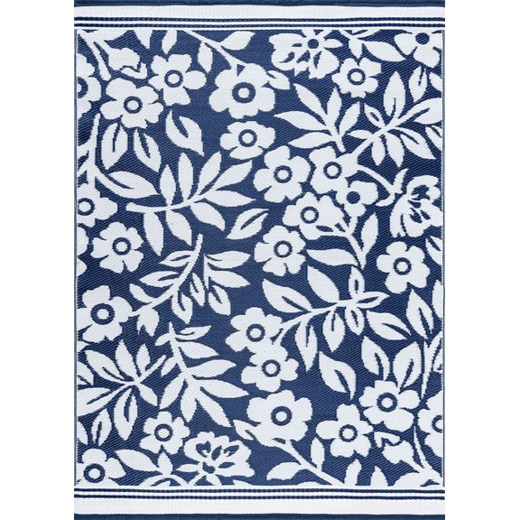 Tayse Sunset Area Rug SUN1002 Transitional Navy Petals Vines 3' 9" x 5' 11" Rectangle