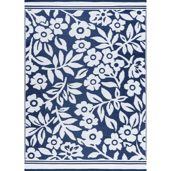 Tayse Sunset Area Rug SUN1002 Transitional Navy Petals Vines 7' 10" x 10' 2" Rectangle