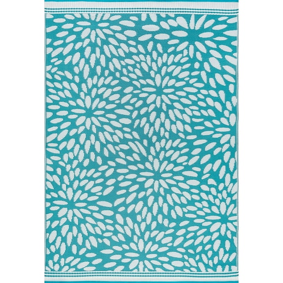 Tayse Sunset Area Rug SUN1101 Transitional Aqua Leaves Vibrant 5' x 6' 11" Rectangle