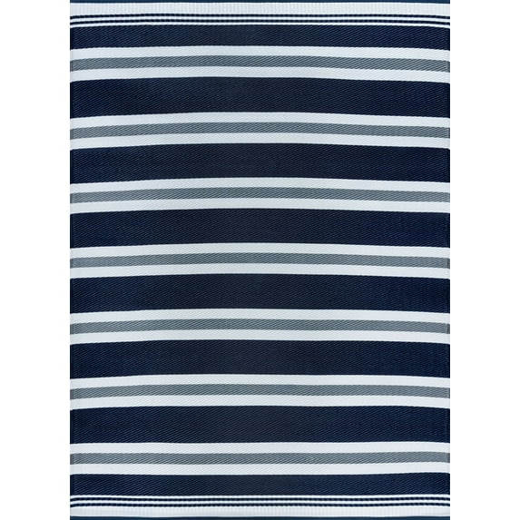 Tayse Sunset Area Rug SUN1302 Contemporary Navy Rows Bars 7' 10" x 10' 2" Rectangle