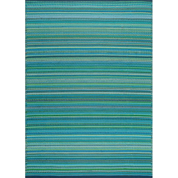 Tayse Sunset Area Rug SUN1401 Contemporary Aqua Lines Rows 5' x 6' 11" Rectangle
