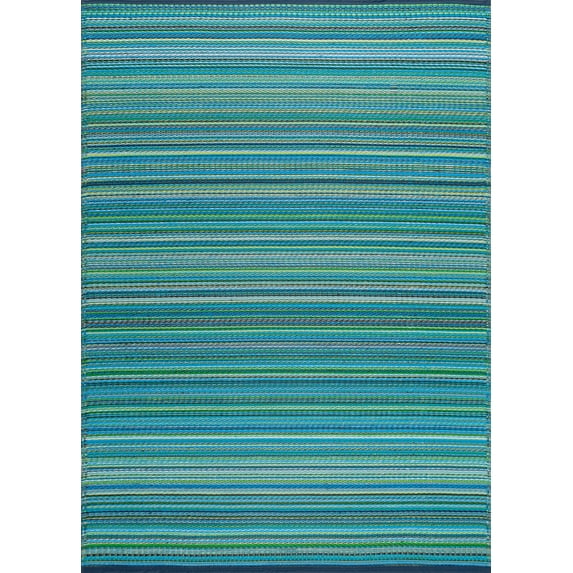 Tayse Sunset Area Rug SUN1401 Contemporary Aqua Lines Rows 7' 10" x 10' 2" Rectangle