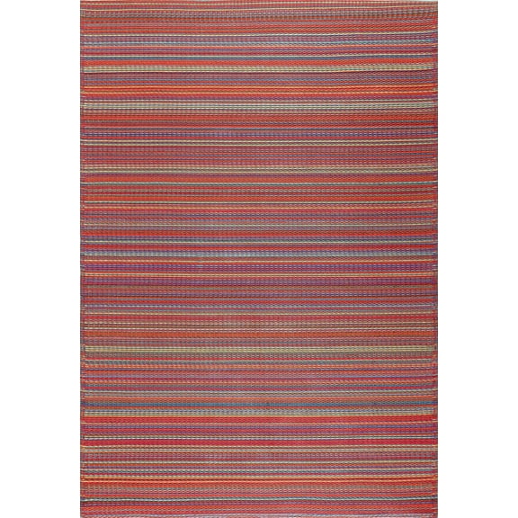 Tayse Sunset Area Rug SUN1405 Contemporary Red Straight Lanes 3' 9" x 5' 11" Rectangle
