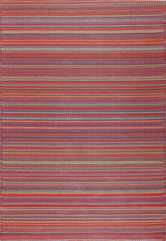 Sunset Stripe Red and Gray Synthetic 5' x 7' Area Rug