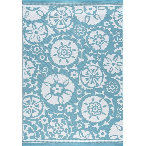 Tayse Sunset Area Rug SUN1501 Transitional Aqua Contrast Bulbs 5' x 6' 11" Rectangle