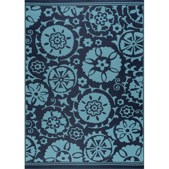 Tayse Sunset Area Rug SUN1502 Transitional Navy Bulbs Scrolls 5' x 6' 11" Rectangle