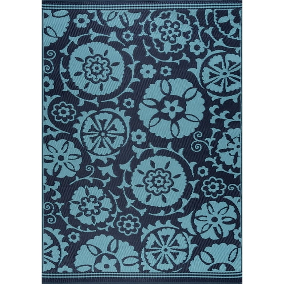 Tayse Sunset Area Rug SUN1502 Transitional Navy Bulbs Scrolls 7' 10" x 10' 2" Rectangle