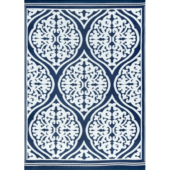 Tayse Sunset Area Rug SUN1702 Transitional Navy Bulbs Scrolls 5' x 6' 11" Rectangle