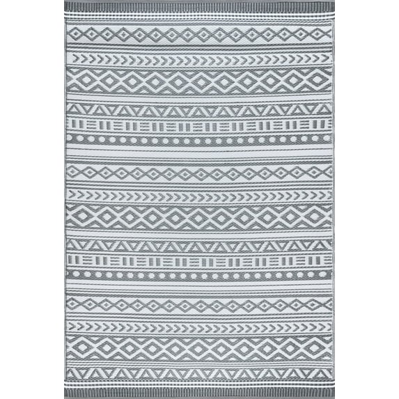 Tayse Sunset Area Rug SUN1803 Contemporary Gray Rows Zig Zag 3' 9" x 5' 11" Rectangle