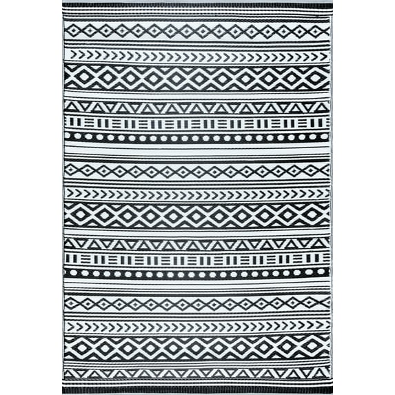 Tayse Sunset Area Rug SUN1807 Contemporary Black Diamonds Rows 5' 11" x 8' 10" Rectangle