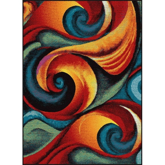 Tayse Symphony Area Rug SMP1001 Contemporary Multi Curves Swirls 2' 7" x 7' 3" Rectangle