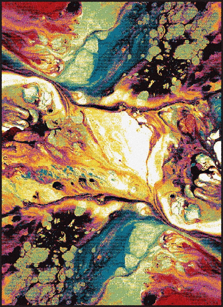 Reversible Abstract Black 5'3" x 7'3" Synthetic Area Rug