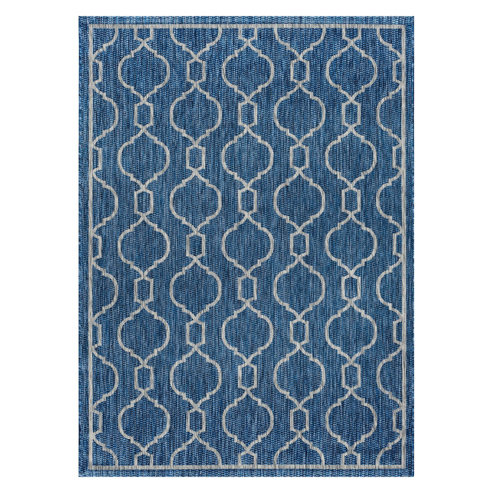 Indigo and White Geometric 8' x 10' Indoor/Outdoor Area Rug