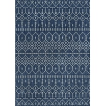 Tayse Veranda Area Rug VND2007 Contemporary Navy Rows Diamonds 6' 7" x 9' 6" Rectangle