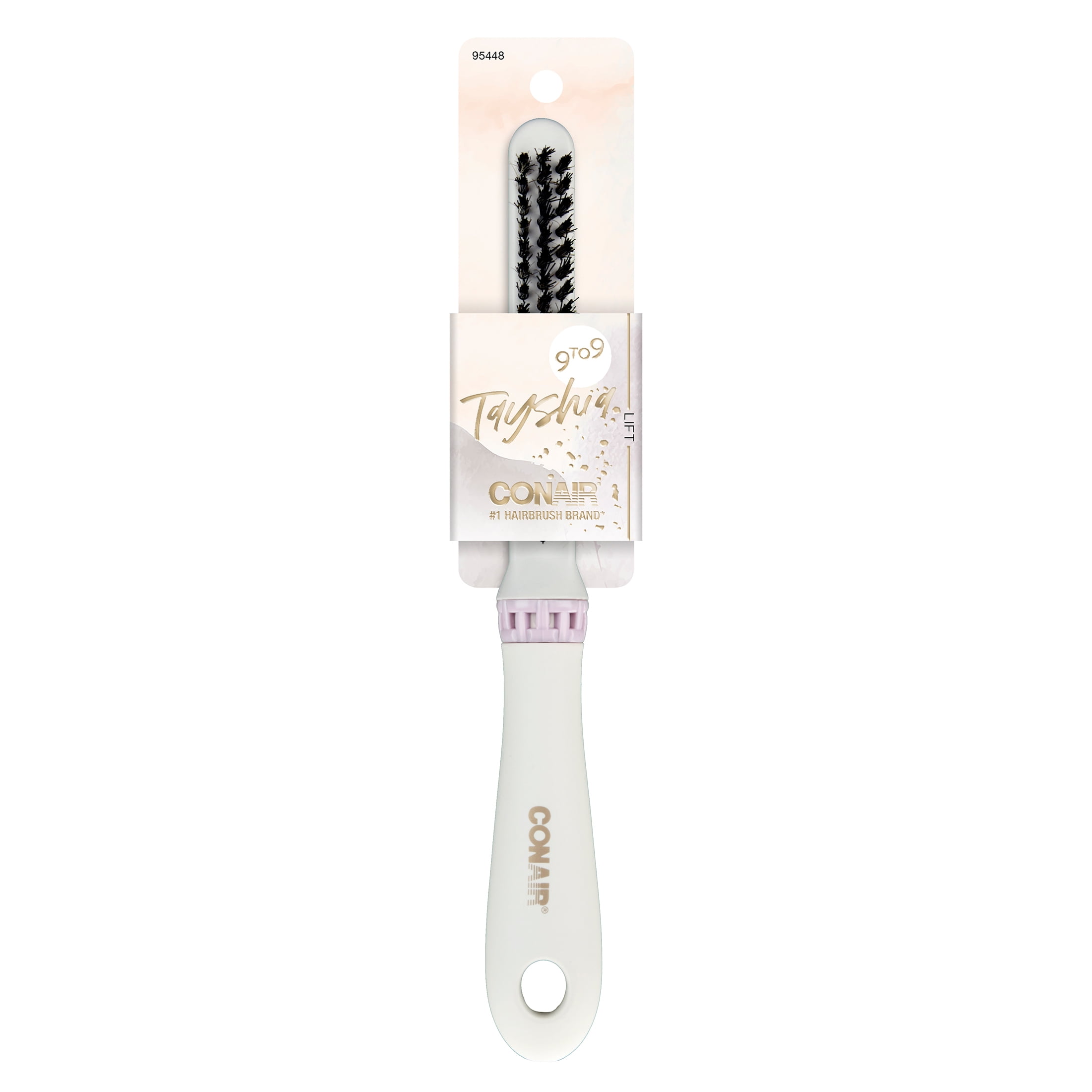 Tayshia by Conair Maximum Lift Boar Bristle Teasing Hairbrush, Gray and Lilac