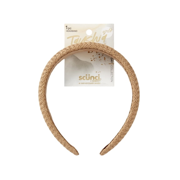 Tayshia by Scunci Fashionable Raffia Headband, Beige, 1 Count