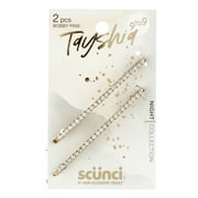 Tayshia by Scunci Firm Grip Rhinestone Bobby Pins, Gold, 2 Ct