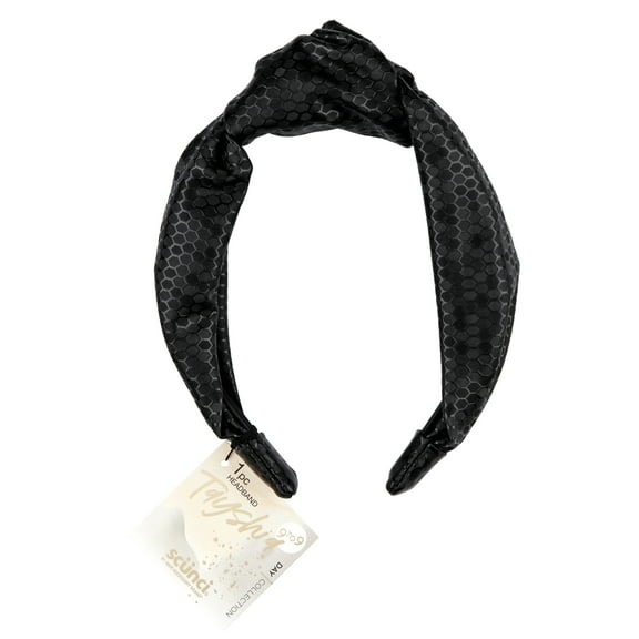 Tayshia by Scunci Knotted Wide Honeycomb Fabric Headband, Black