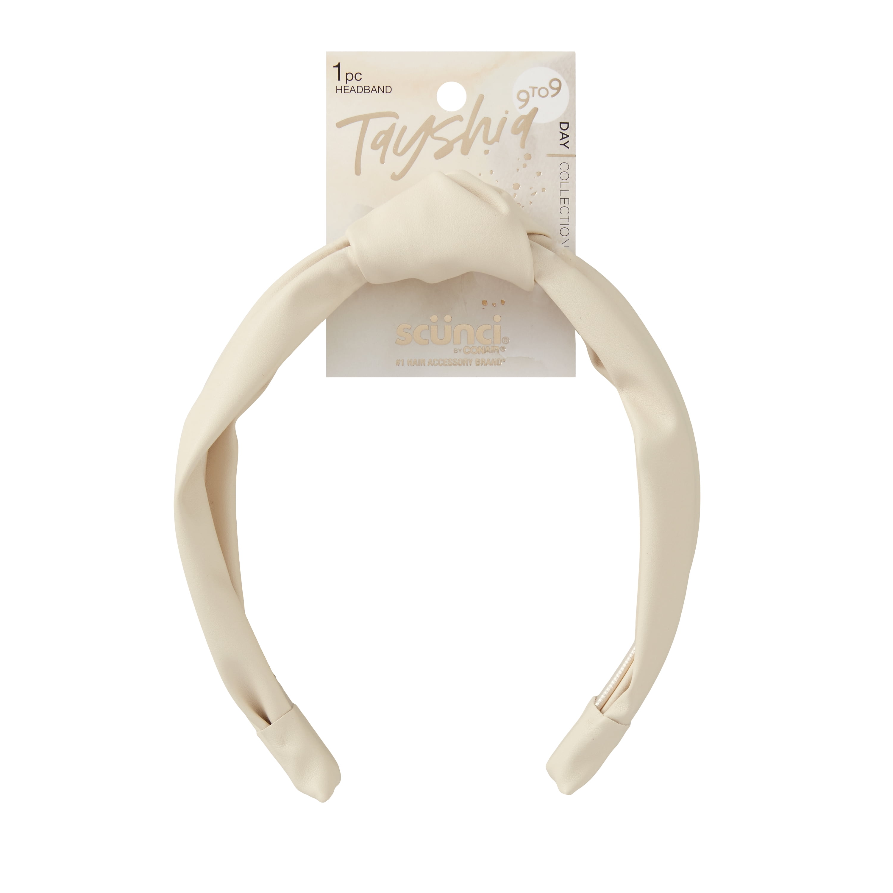 Tayshia by Scunci Leather Knotted Headband, Ivory, 1 Count