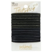 Tayshia by Scunci No Damage Elastic Ponytail Holder Hair Tie, Assorted Black, 18 Ct