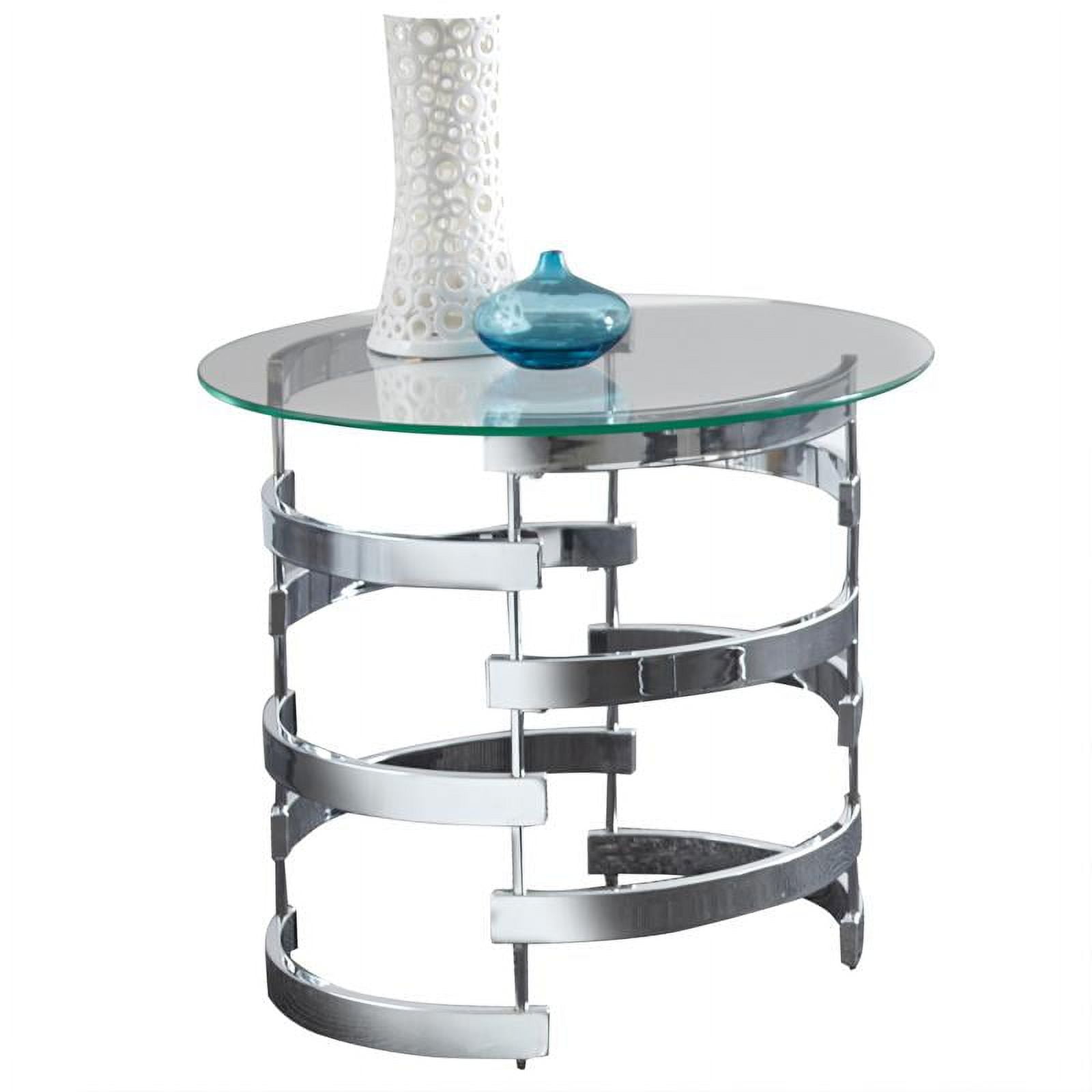 23'' Sleek Chrome & Tinted Glass Round End Table