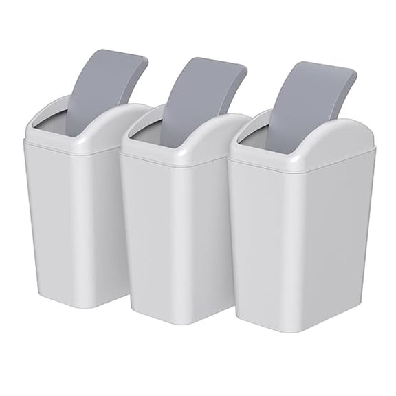 Taysisiter 4.5 Gallon Plastic Trash Can with Lid, Slim Top Garbage Bin, 3 Packs