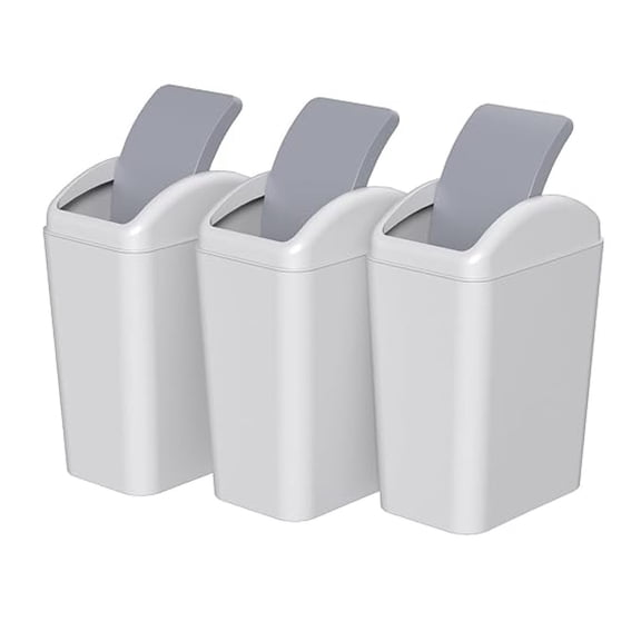 Taysisiter 4.5 Gallon Plastic Trash Can with Lid, Slim Top Garbage Bin, 3 Packs