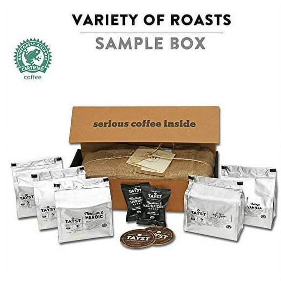 Tayst Coffee Pods | 50 ct. Sample Box | 100% Compostable Keurig K-Cup compatible | Gourmet Coffee in Earth Friendly packaging