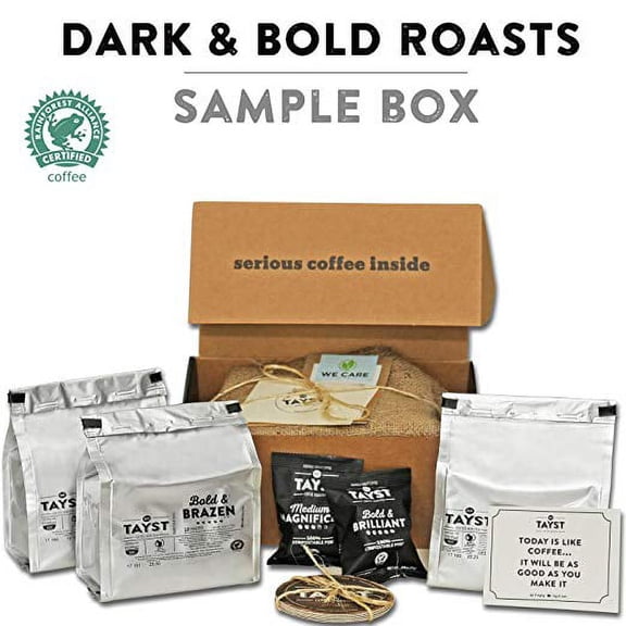 Tayst Dark Roast Coffee Pods | 30 ct. Bold Sample Box | 100% Compostable Keurig K-Cup compatible | Gourmet Coffee in Earth Friendly packaging