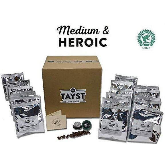 Tayst Medium Roast Coffee Pods | 240 ct. Medium & Heroic | 100% Compostable Keurig K-Cup compatible | Gourmet Coffee in Earth Friendly packaging