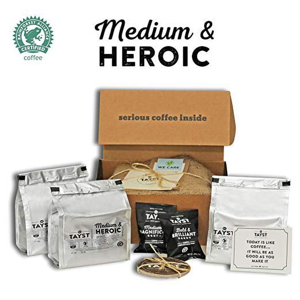 Tayst Medium Roast Coffee Pods | 30 ct. Medium & Heroic | 100% Compostable Keurig K-Cup compatible | Gourmet Coffee in Earth Friendly packaging