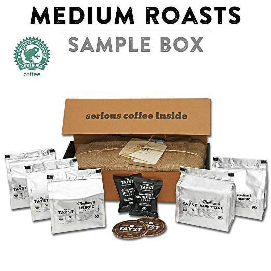 Tayst Medium Roast Coffee Pods | 50 ct. Medium Sample Box | 100% Compostable Keurig K-Cup compatible | Gourmet Coffee in Earth Friendly packaging
