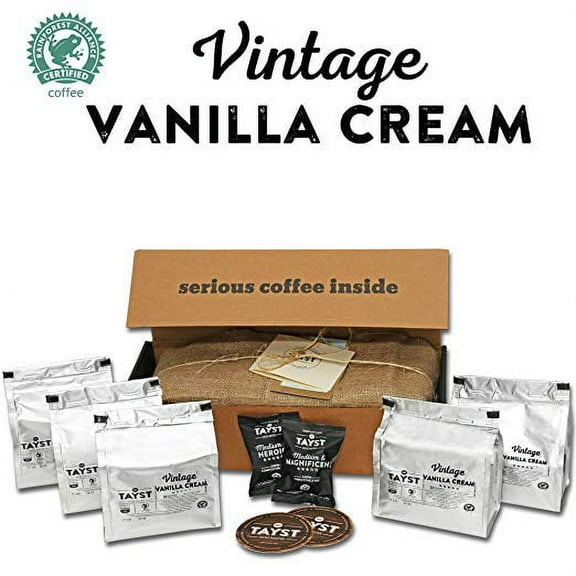 Tayst Vanilla Coffee Pods | 50 ct. Vintage Vanilla Cream | 100% Compostable Keurig K-Cup compatible | Gourmet Coffee in Earth Friendly packaging