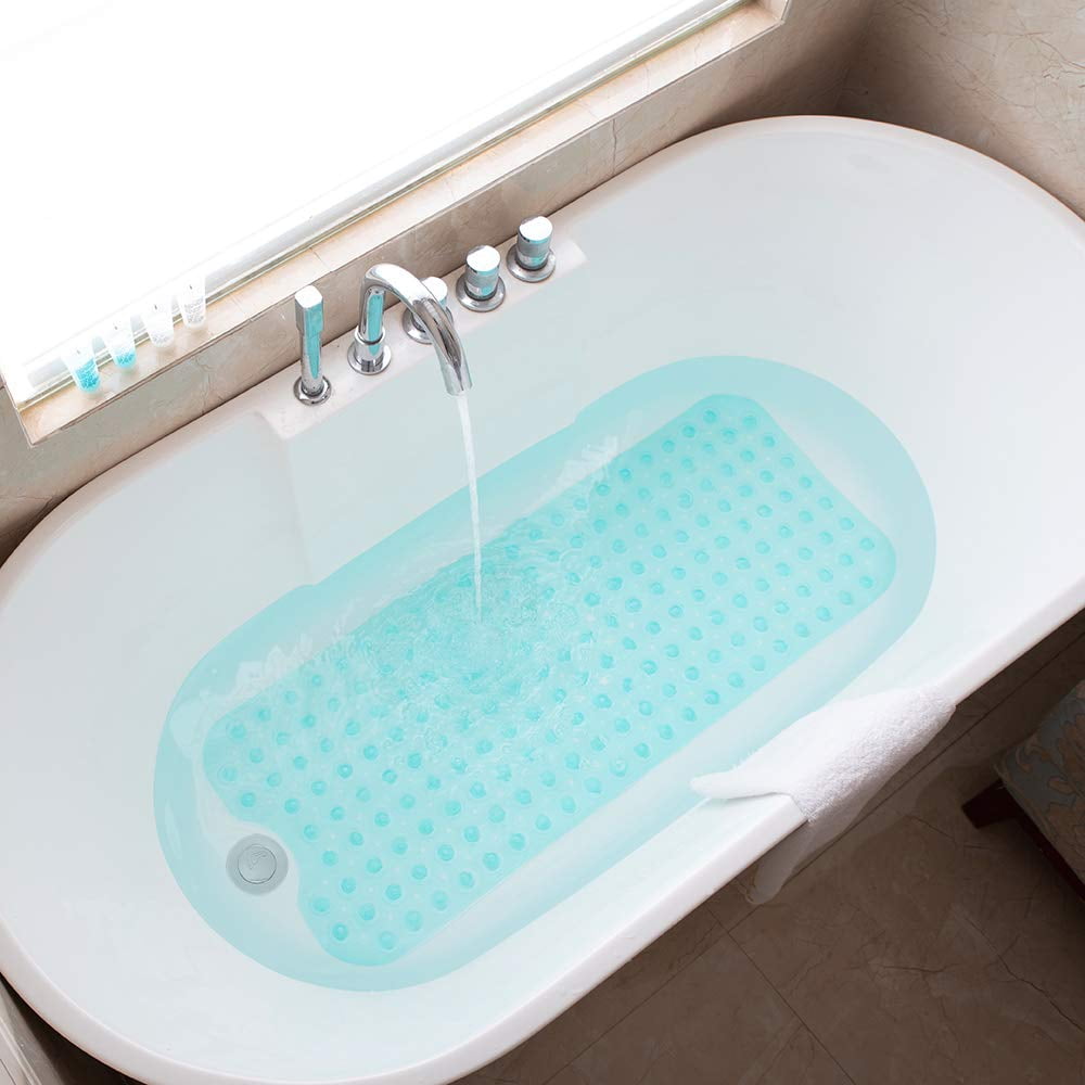 Non-Slip Shower Mat 39 X 16 Inch Latex Free Bathtub Mat with Suction Cups  Machine Washable Bathroom Mats with Drain Holes - AliExpress