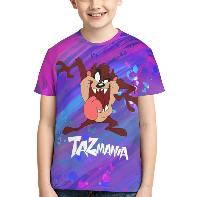 Taz-Mania Boys Girls T Shirt Kids Short Sleeve Crewneck 3d