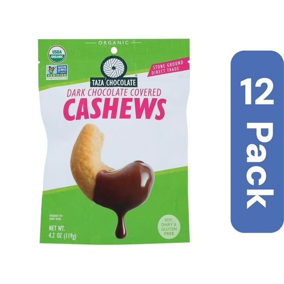 Taza Chocolate Cashew Dark Chocolate Covered Organic 3.5 oz (Pack of 12)