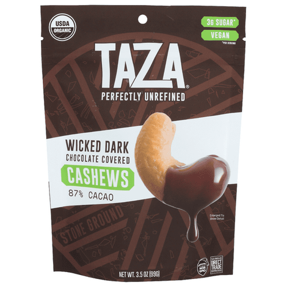 Taza Chocolate Cashews Dark Chocolate Wicked Organic 3.5 oz (Pack of 12)