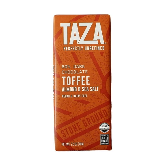 Taza Chocolate Dark Chocolate Bar Stone Ground Almond & Sea Salt 2.5 oz Pack of 4