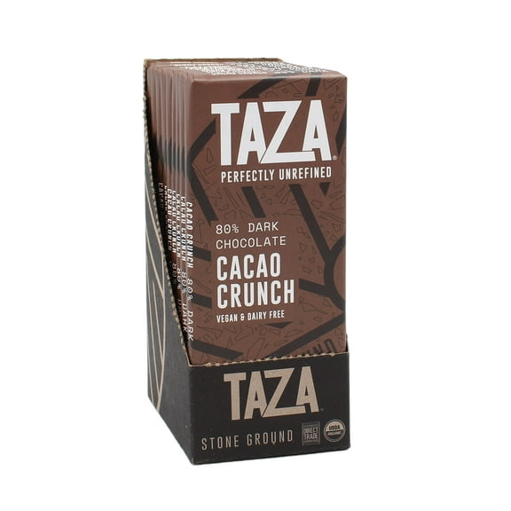Taza Chocolate Organic Amaze ESF27 Bar 80% Stone Ground, Cacao Crunch, 2.5 Ounce (10 Count), Vegan