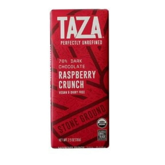 Taza Chocolate Organic Dark Chocolate Bar Raspberry Crunch - 2.5 oz Pack of 2