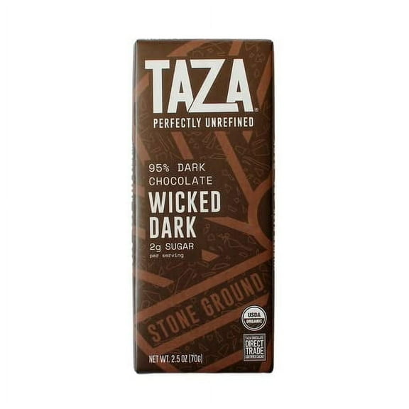 Taza Chocolate Organic Dark Chocolate Bar Stone Ground Wicked Dark 2.5 oz Pack of 2