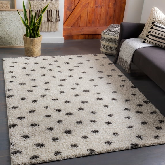 Taza shag Black 7'10" x 10' Global Rectangle Area Rug