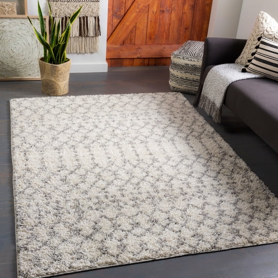 Taza shag Cream 5'2" x 7' Global Rectangle Area Rug