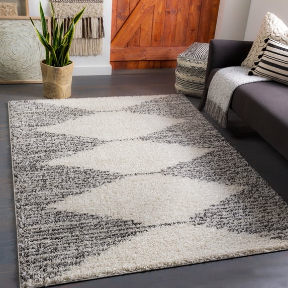 Taza shag Gray 7'10" x 10' Global Rectangle Area Rug