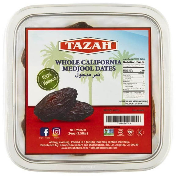Tazah Large Premium California Medjool Dates 24 oz 1.5 lb
