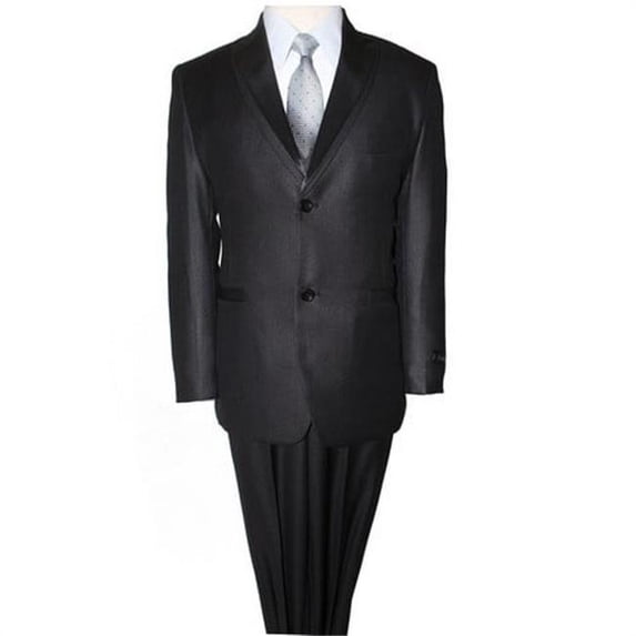 Tazio Solid with SatinTrim 2 Button Vested Notch Lapel Boys Suits, Black - 10