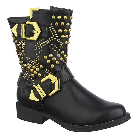 Tazma Studded Buckle Gold Adjustable Buckles Boots, 6.5, 1"