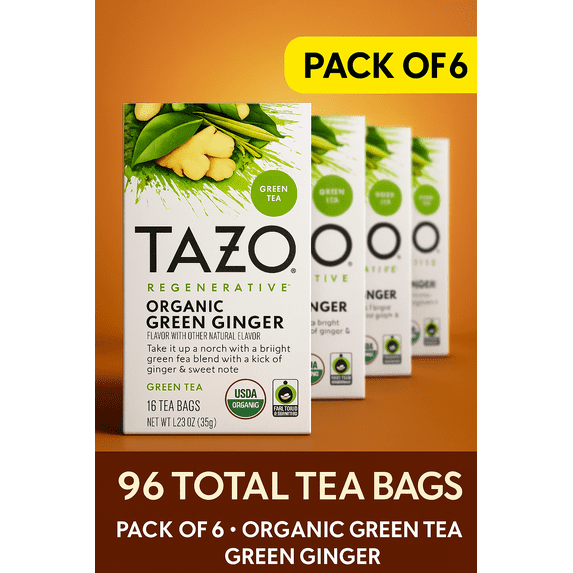 Tazo 10794522003560 1.23 oz. Tea Bags - Organic Green Ginger (96/Carton)